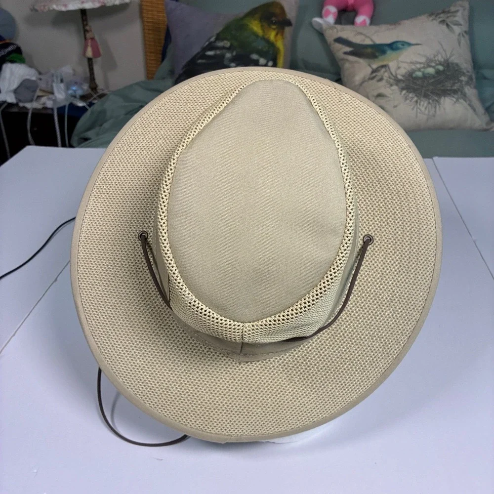 Henschel Hat Co Hat Large Tan Mesh Vented‎ Sun Hat Fishing Hiking Strap Utility